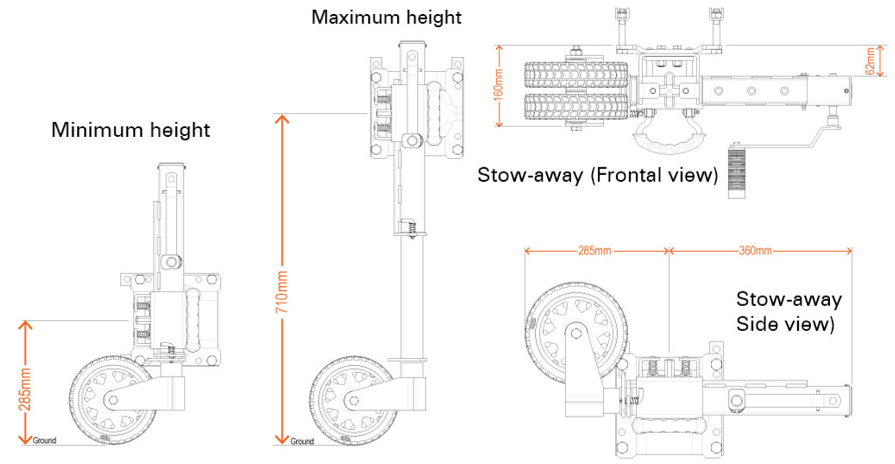ARK XO750 Heavy Duty Off Road Jockey Wheel